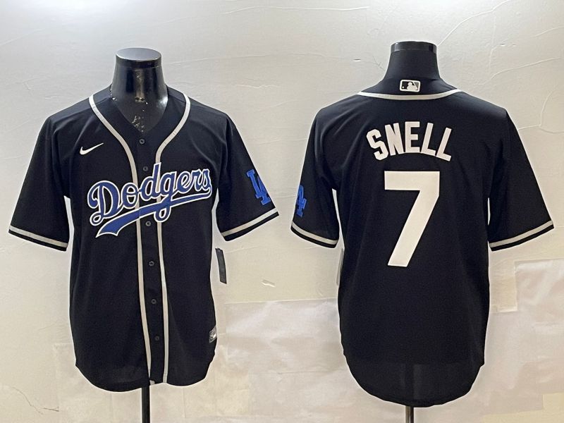 Men Los Angeles Dodgers 7 Snell Black Fashion Game 2025 Nike MLB Jersey style 1